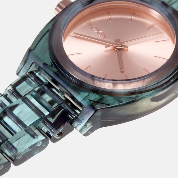 🆕NWT Nixon Time Teller Acetate Aqua/Rose Gold